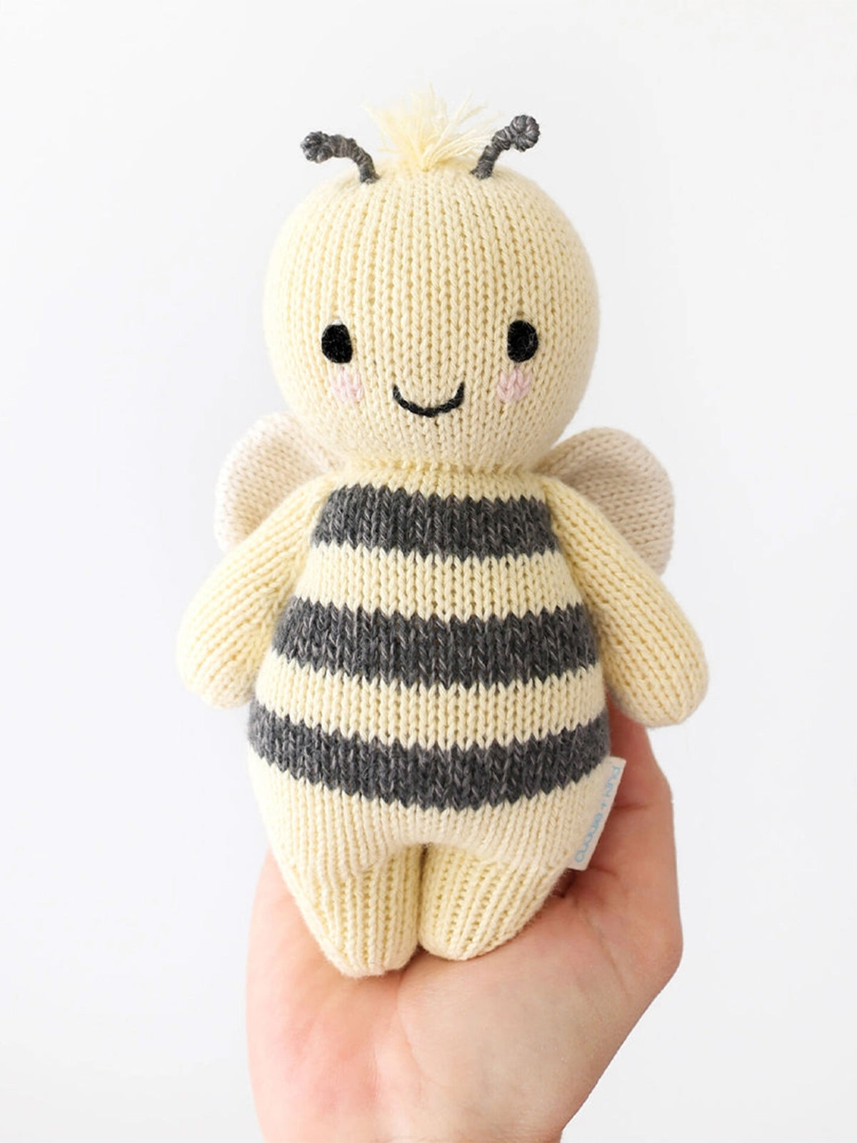 Baby Bee Stuffed Animal Baby : Toys : Plush + Crinkle cuddle+kind Hand-Knit Baby Bee Stuffed Animal | Colored Organics®