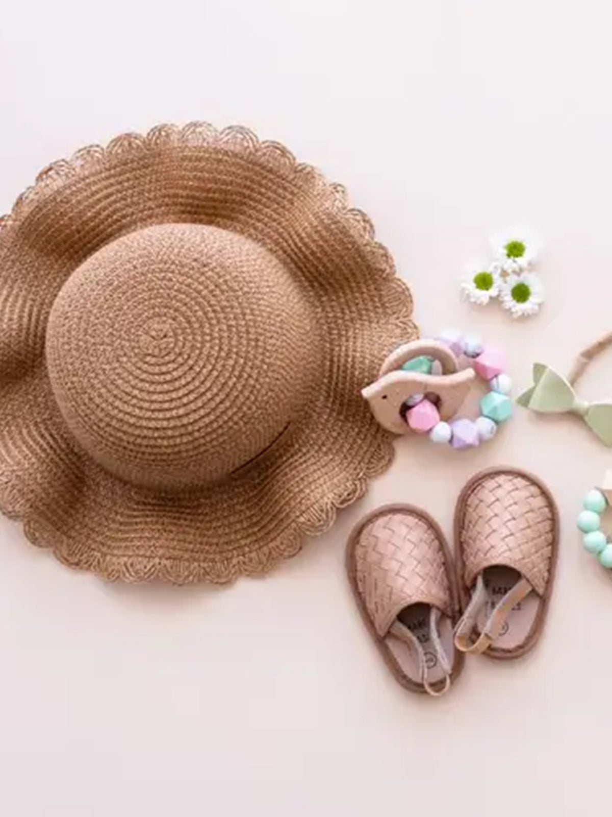 Baby Straw Sun Hat Baby-Kids : Accessories : Hats Babe Basics Woven Straw Baby Sun Hat with Drawstring | Colored Organics®