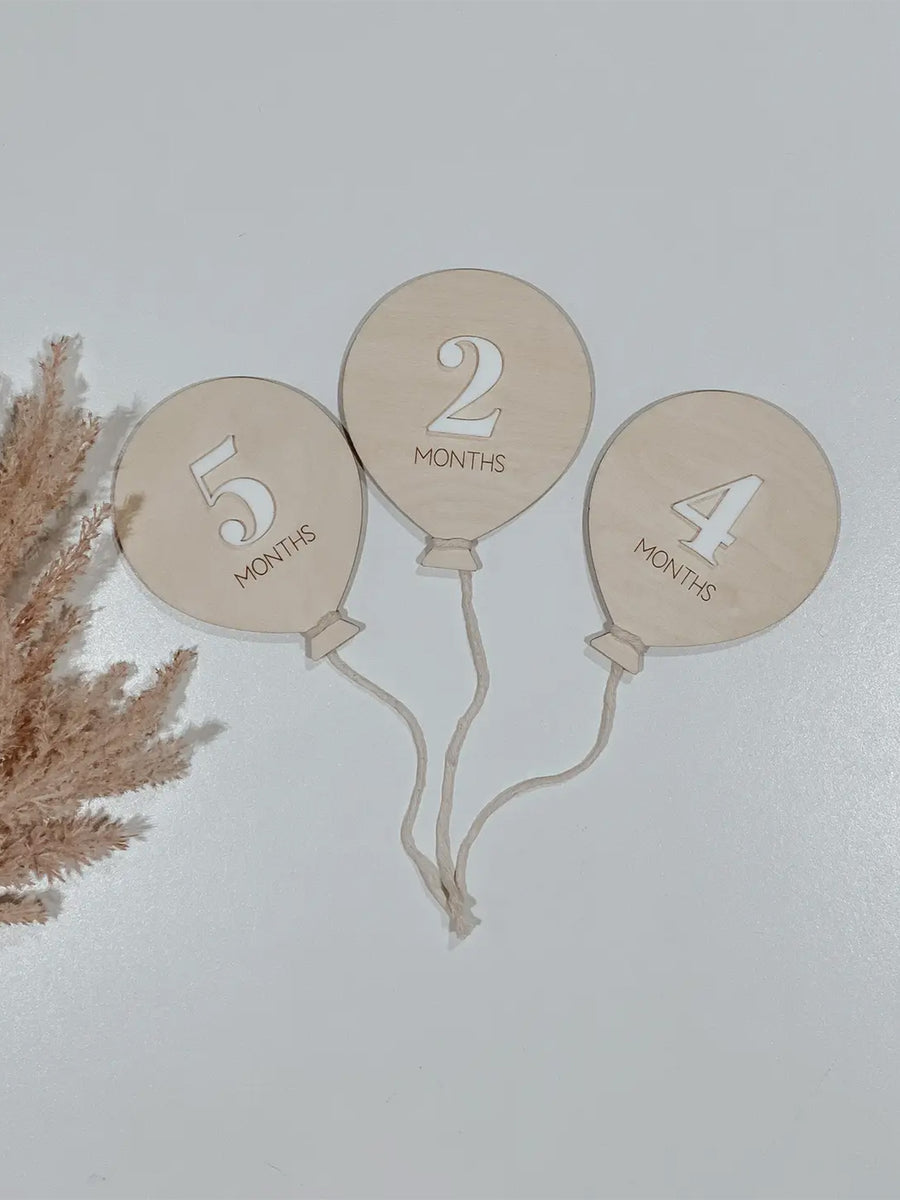 Baby Wooden Balloons Milestone Cards Baby : Nursery : Decor : Parent Arrow Town Designs Baby Wooden Balloons Milestone Cards