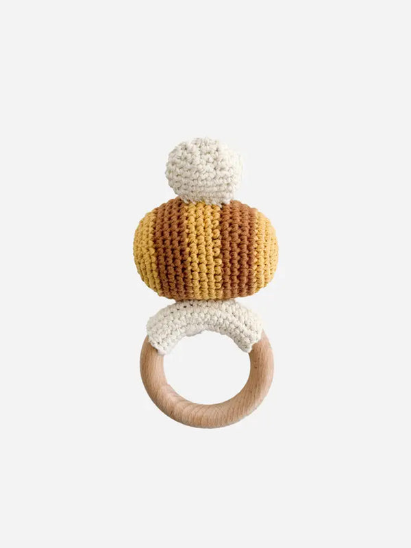 Bee Crocheted Rattle Teether Baby : Toys : Plush + Crinkle : Rattles The Blueberry Hill 