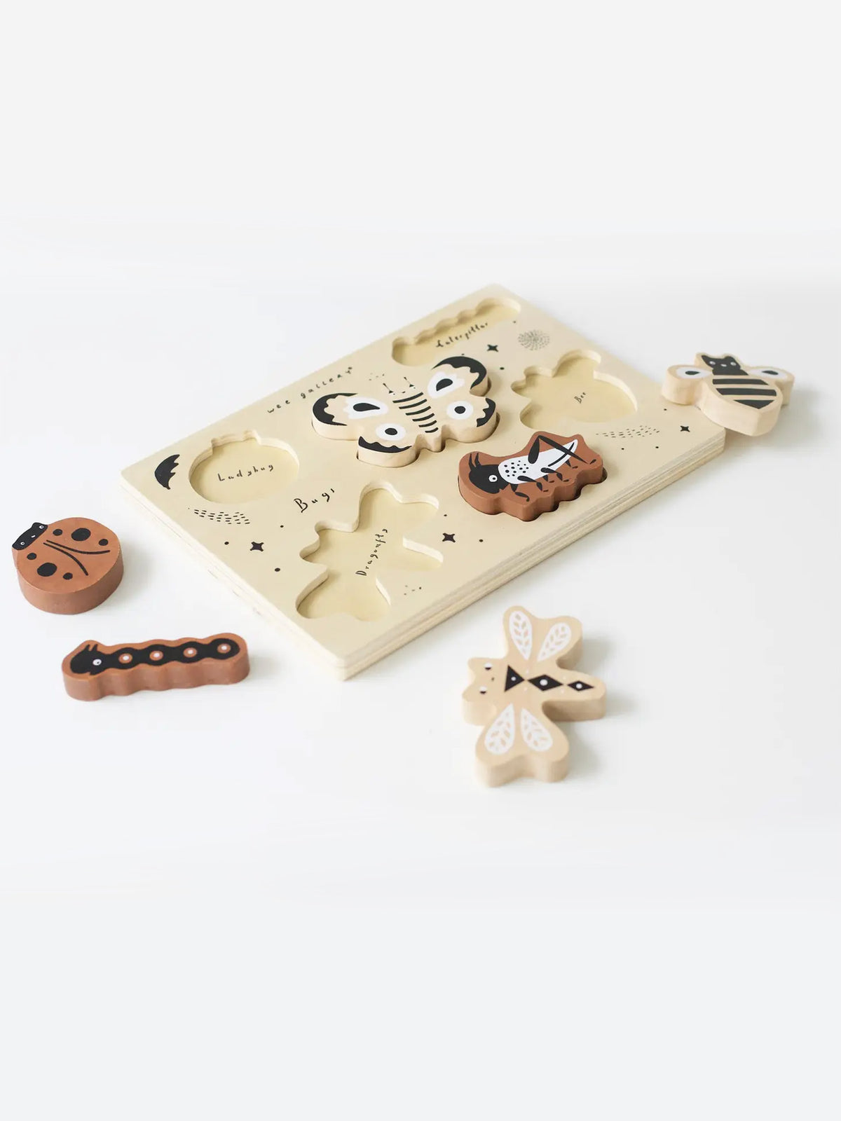 Bugs Wooden Tray Puzzle Baby-Kids : Toys : Puzzle Wee Gallery Bugs Wooden Tray Puzzle for Baby | Colored Organics®