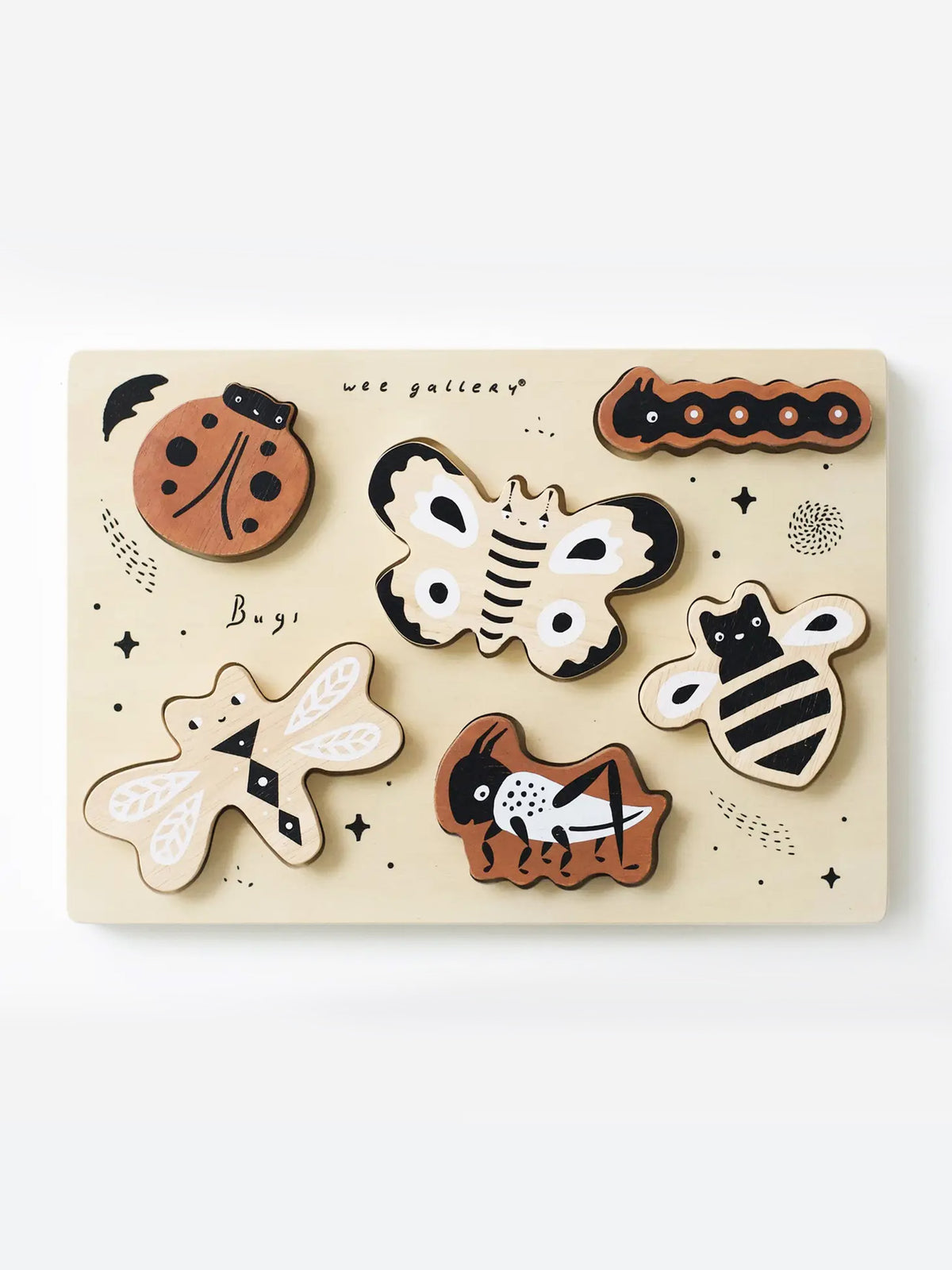 Bugs Wooden Tray Puzzle Baby-Kids : Toys : Puzzle Wee Gallery Bugs Wooden Tray Puzzle for Baby | Colored Organics®