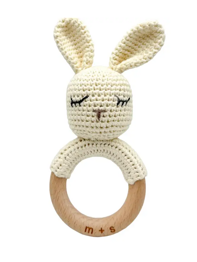 Bunny Crochet Rattle Baby :Toys :Plush + Crinkle :Rattles :Teethers Marlowe and Sage 