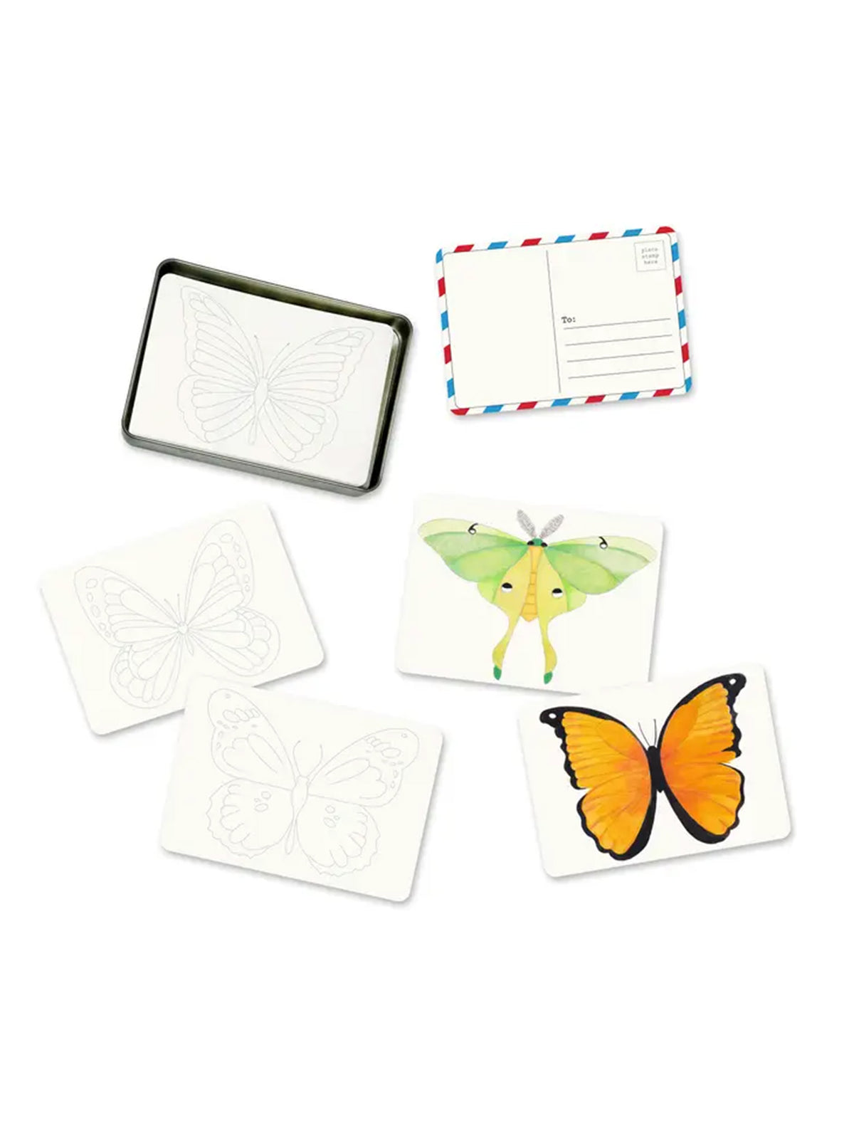 Butterfly & Moth Coloring Postcards Kids : Toys : Activities elseware unplug / eco-kids Baby Butterfly & Moth Coloring Postcards | Colored Organics®