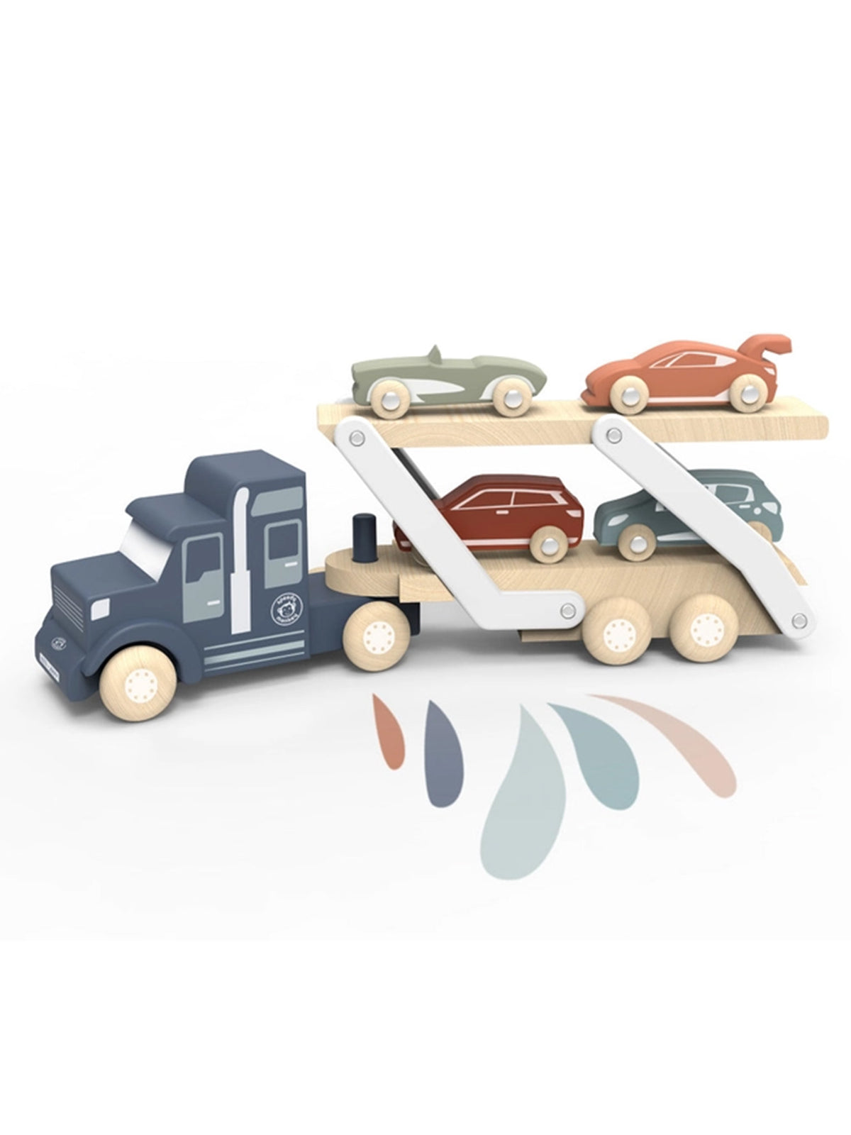 Car Transporter Baby-Kids : Toys : Pretend Play Speedy Monkey Wooden Car Transporter Truck Toy | Colored Organics®