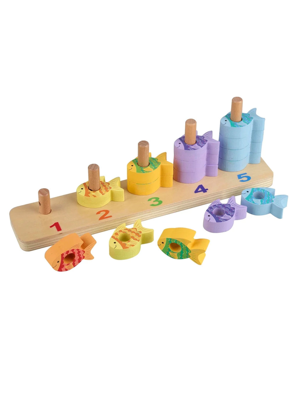 Counting Fish Baby-Kids : Toys : Puzzle Orange Tree Toys Wooden Counting Fish Stacking Toy | Colored Organics®