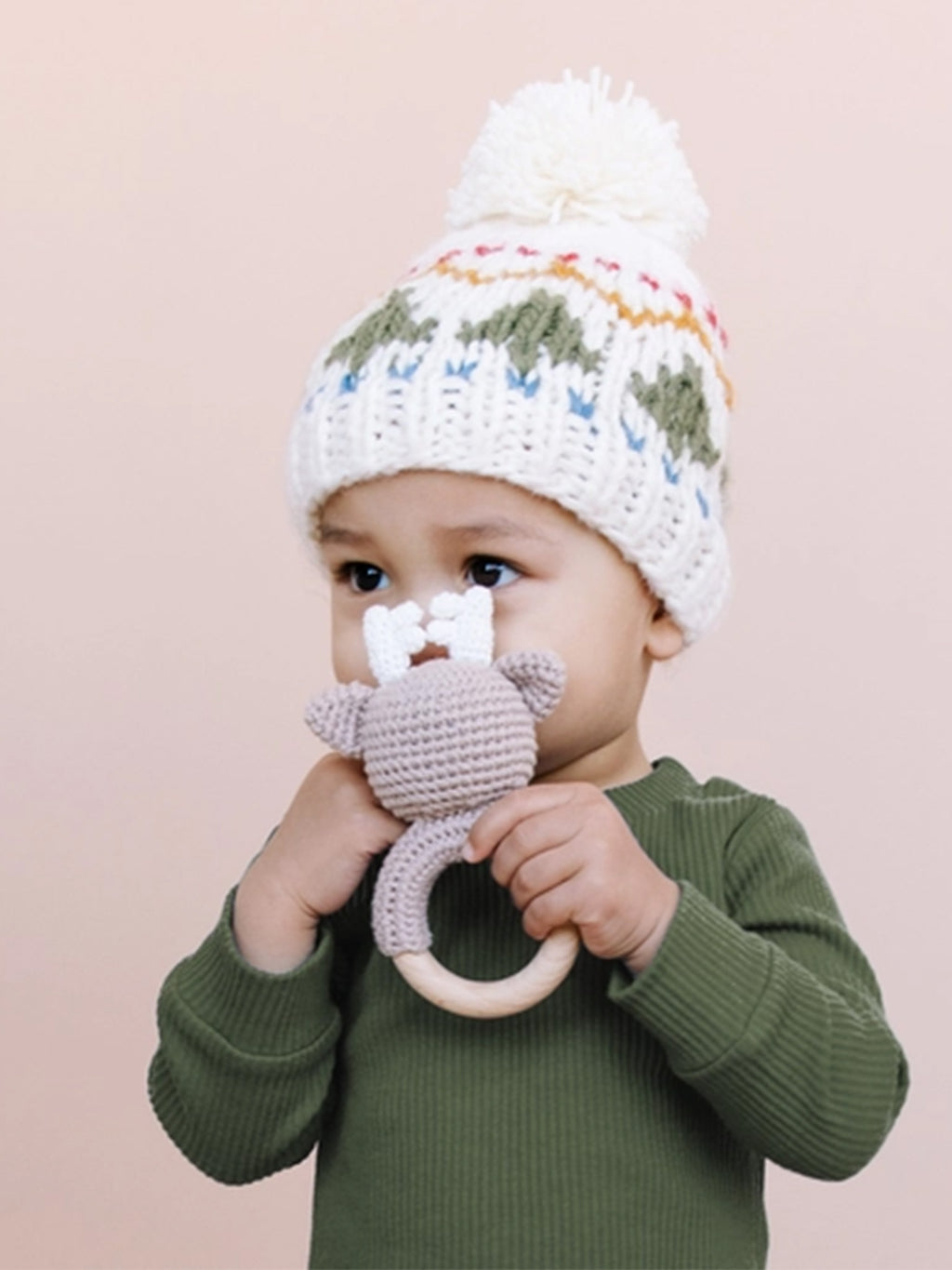 Deer Cotton Rattle Teether Baby : Toys : Plush + Crinkle : Rattles The Blueberry Hill Deer Cotton Rattle Teether for Baby | Colored Organics®