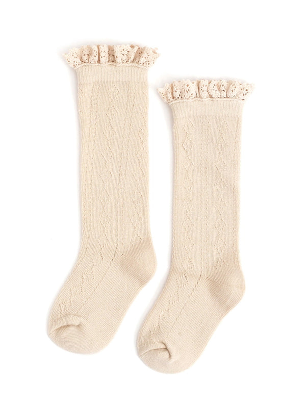 Fancy Lace Top Knee High Socks