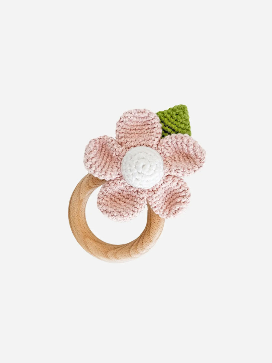 Flower Crocheted Rattle Teether Baby : Toys : Plush + Crinkle : Rattles The Blueberry Hill 