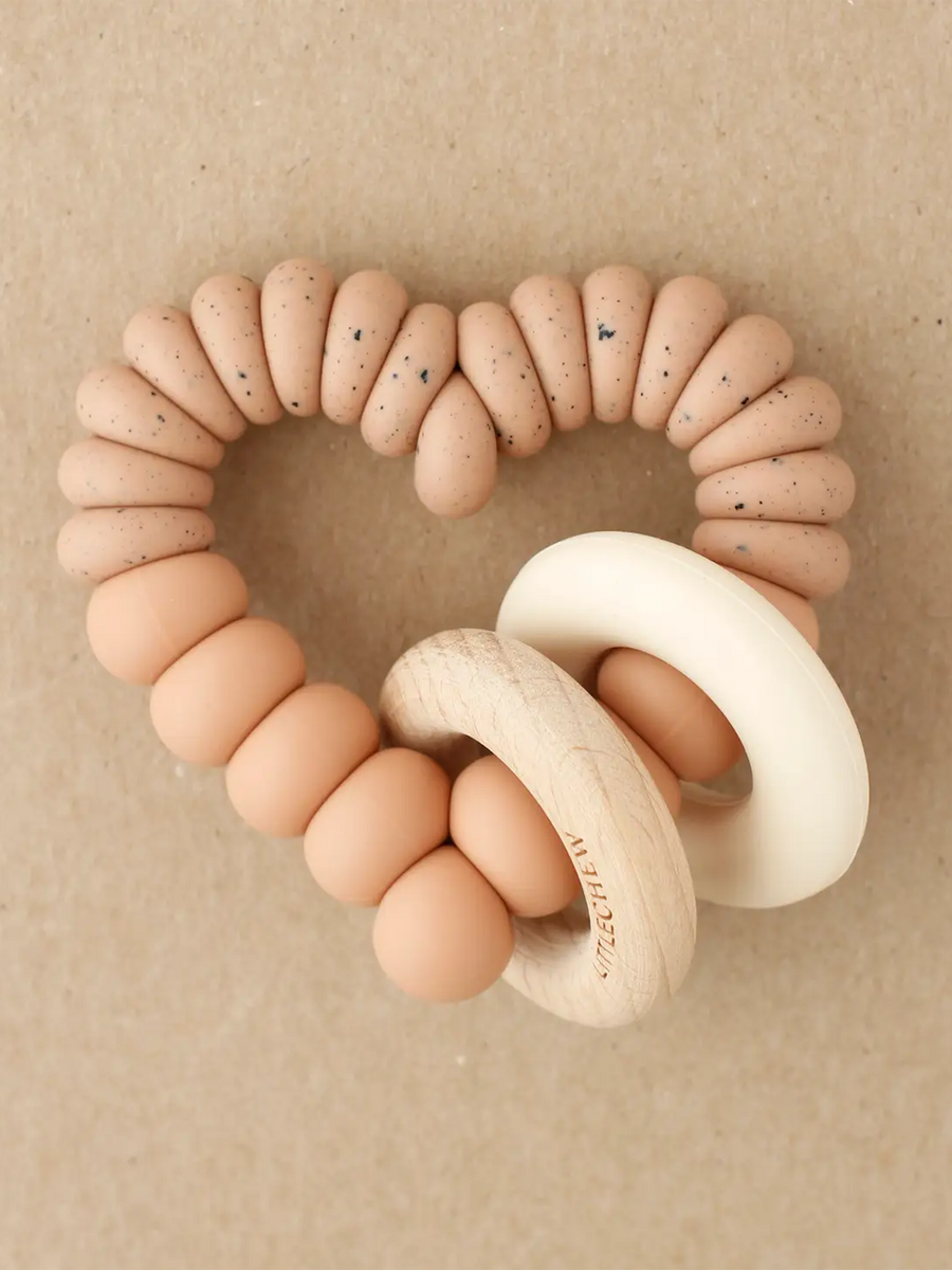 Heart Teether Rattle Baby : Toys : Teethers : Wooden Little Chew Heart Teether Rattle