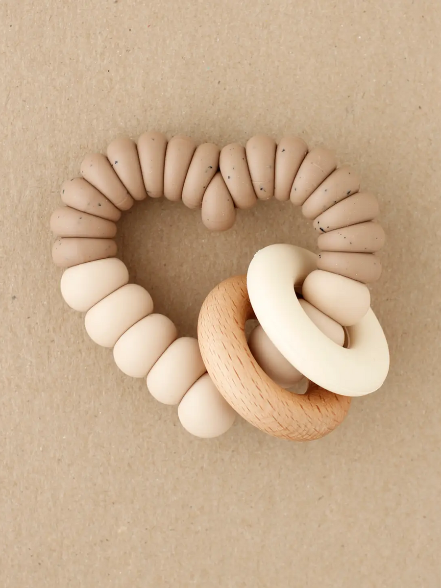 Heart Teether Rattle Baby : Toys : Teethers : Wooden Little Chew Heart Teether Rattle