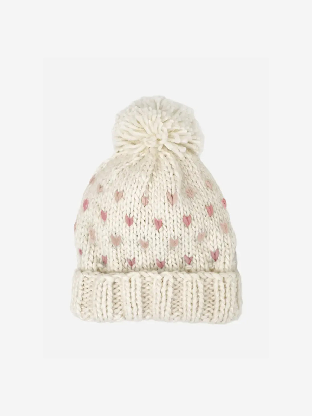 Hearts Pom Knit Hat Baby-Kids : Accessories : Hats Blueberry Hill Hearts Pom Knit Hat for Babies and Kids | Colored Organics®