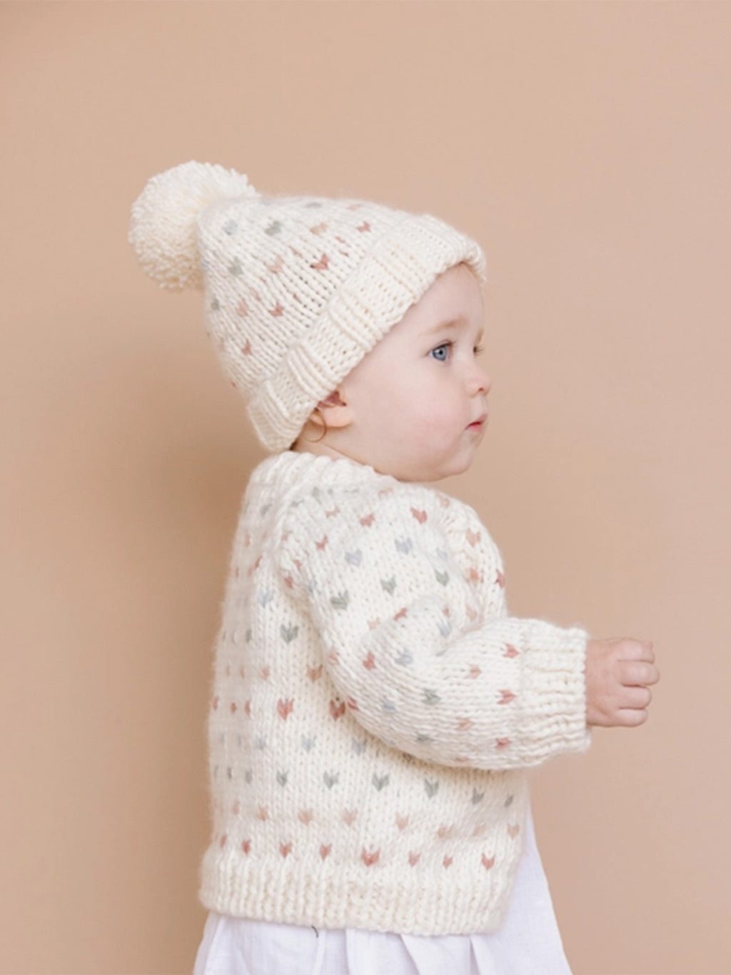 Hearts Pom Knit Hat Baby-Kids : Accessories : Hats Blueberry Hill Hearts Pom Knit Hat for Babies and Kids | Colored Organics®