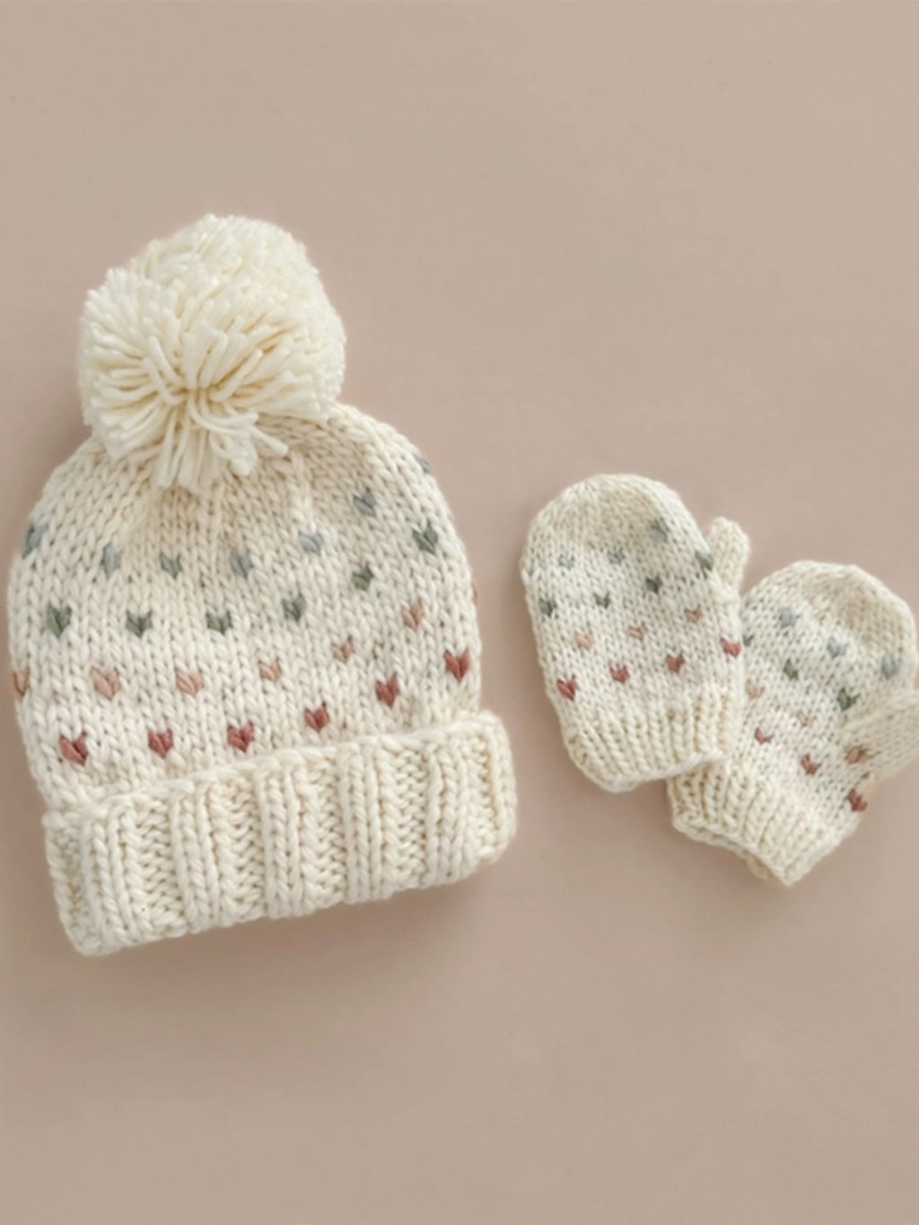 Hearts Pom Knit Hat Baby-Kids : Accessories : Hats Blueberry Hill Hearts Pom Knit Hat for Babies and Kids | Colored Organics®
