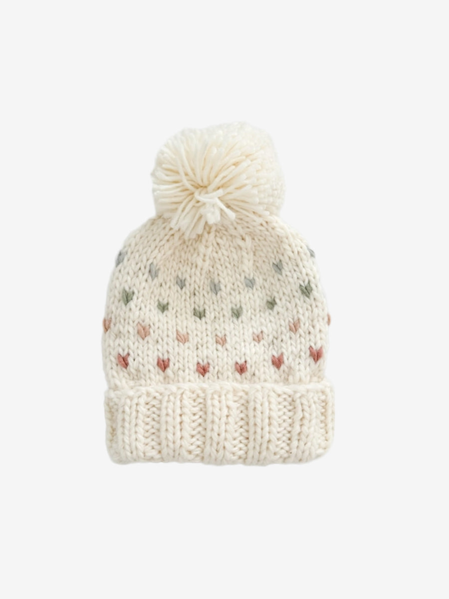 Hearts Pom Knit Hat