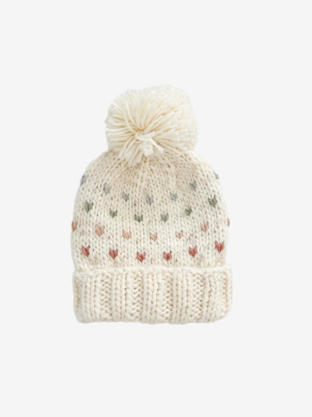 Hearts Pom Knit Hat