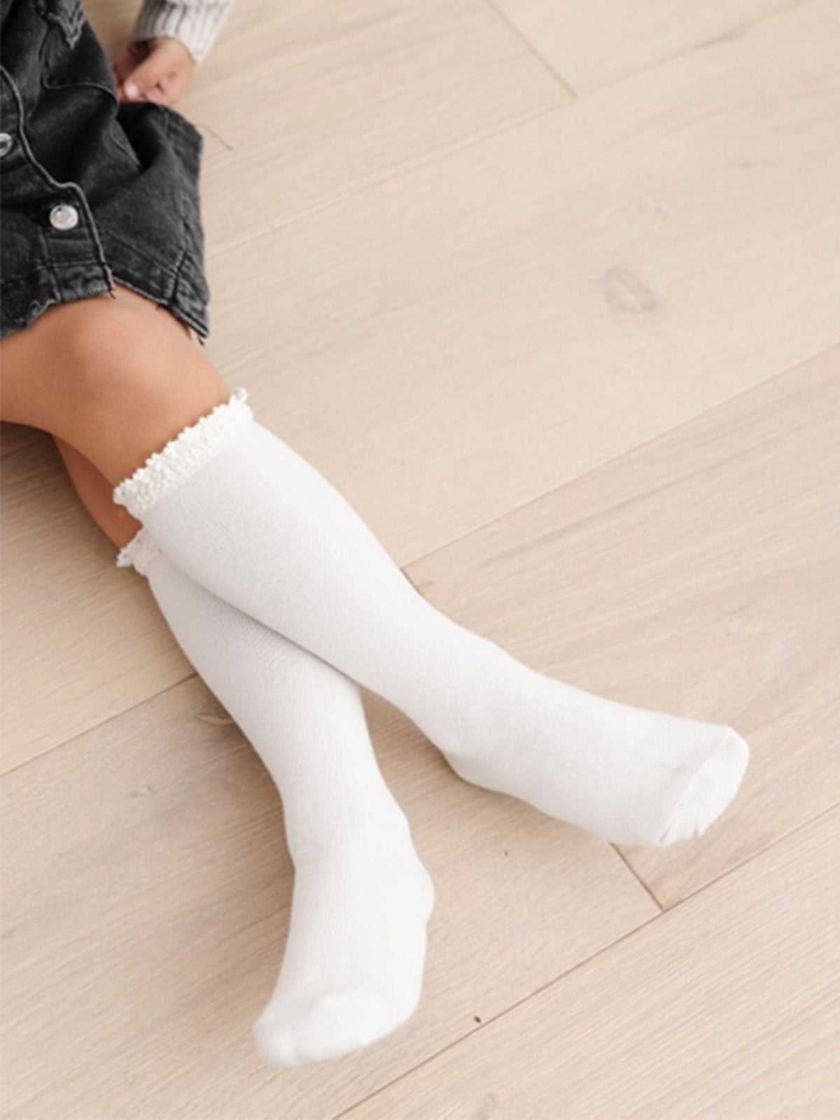 Lace Top Knee High Socks Baby-Kids : Accessories : Socks Little Stocking Co Lace Top Knee High Baby Girl Socks | Colored Organics®
