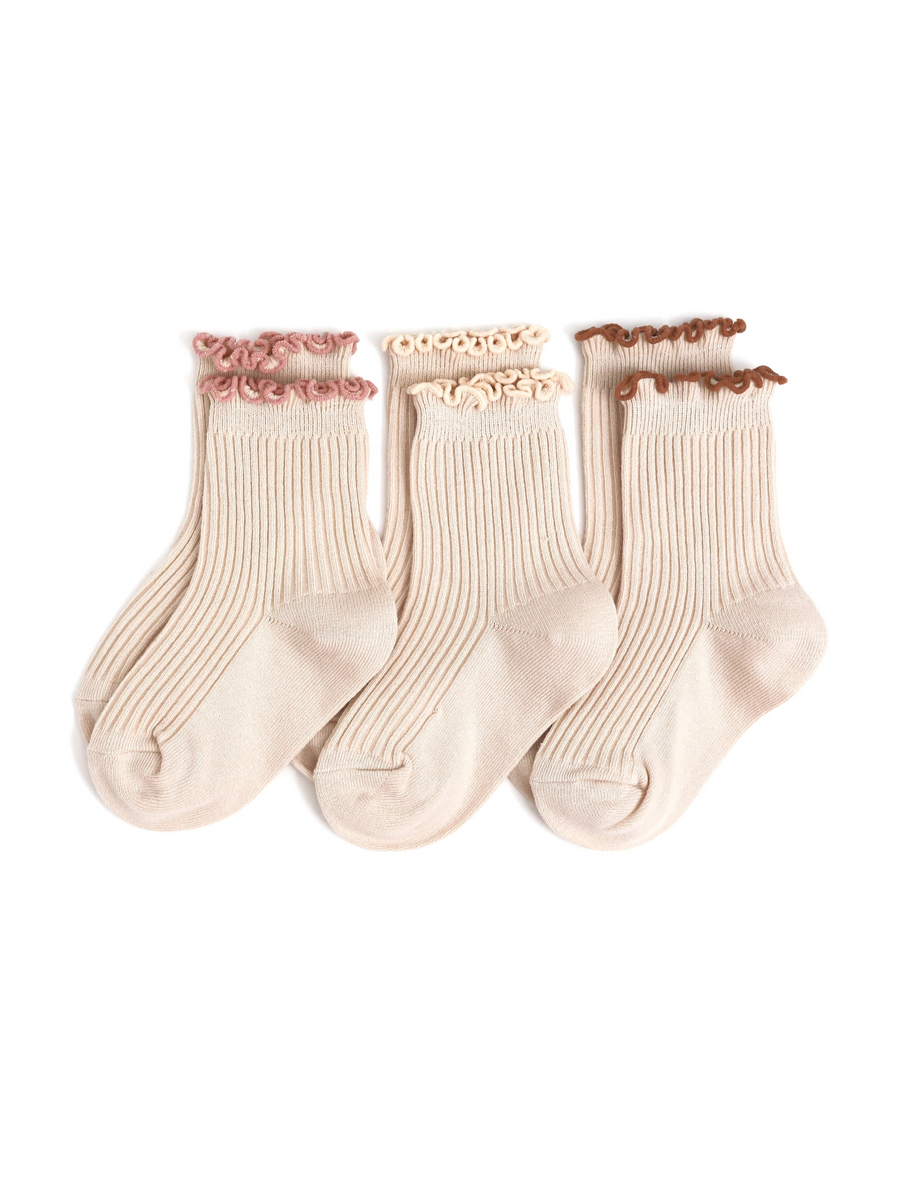 Lettuce Trim Midi Sock 3-Pack Baby-Kids : Accessories : Tights : Socks Little Stocking Co Lettuce Trim Midi Sock 3-Pack