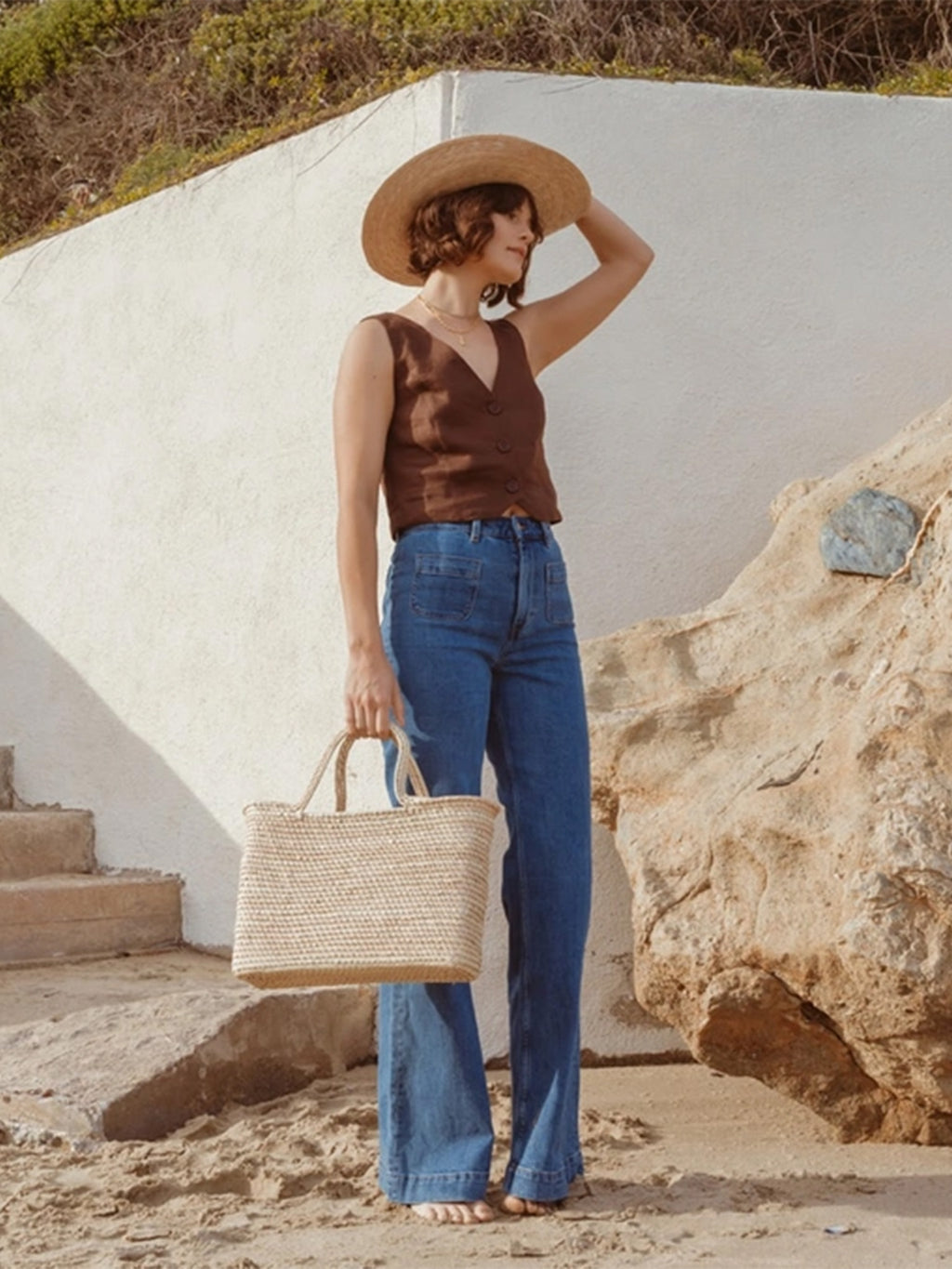 Womens Magnolia Straw Tote Women : Accessories LEAH Womens Magnolia Straw Tote for Baby | Colored Organics®