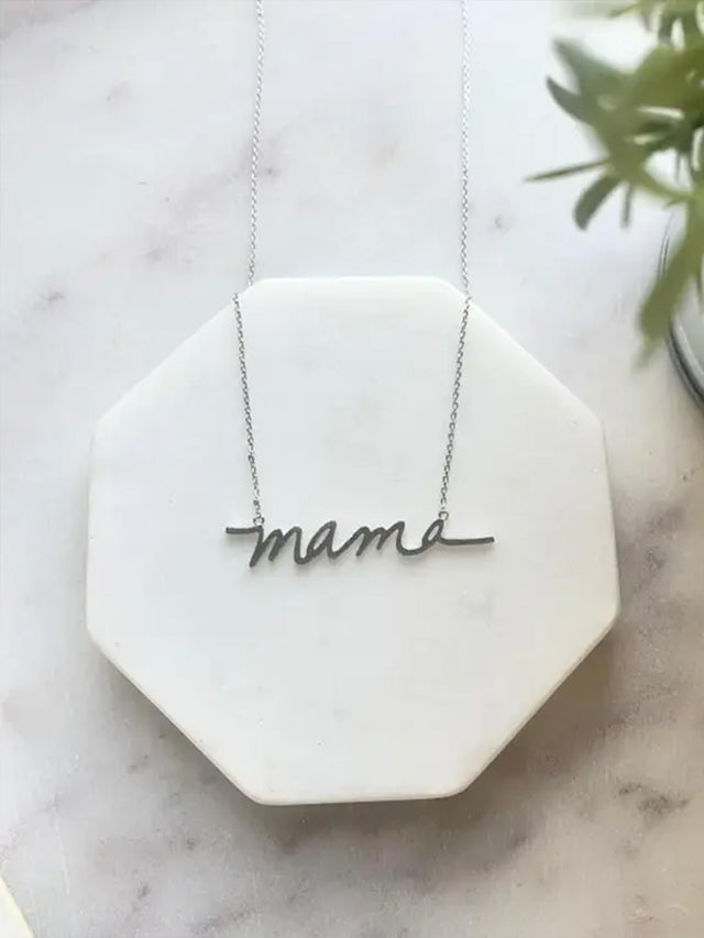 Silver Mama Necklace Adult Pretty Simple Silver Mama Necklace