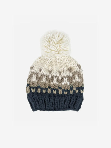 Navy Nell Stripe Pom Knit Hat Baby-Kids : Accessories : Hats Blueberry Hill 