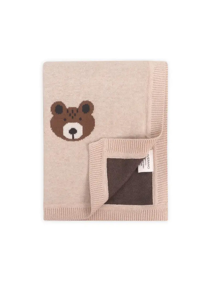 Organic Brown Bear Knit Baby Blanket