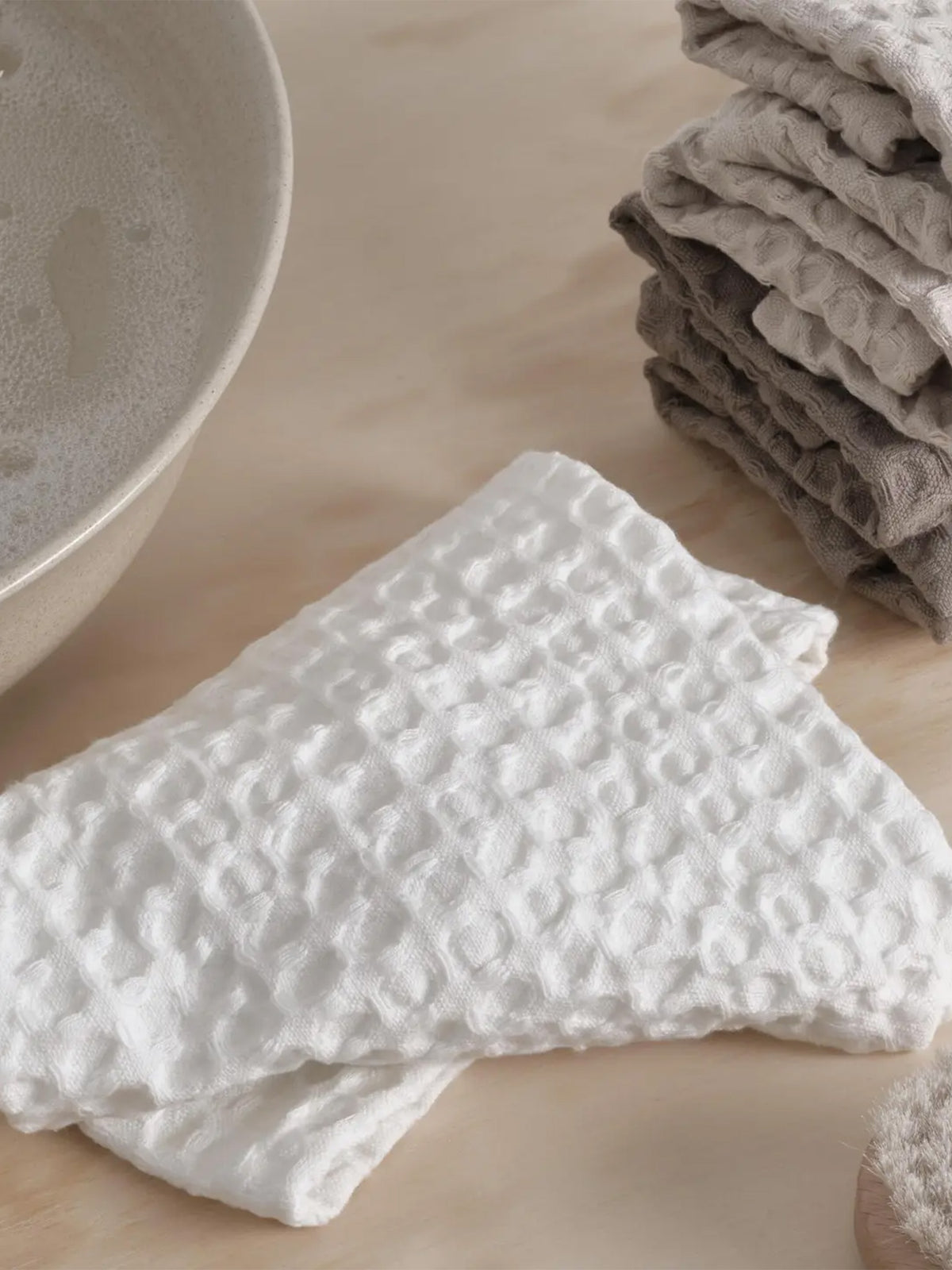 Organic Cotton Big Waffle Washcloth 3-Pack White