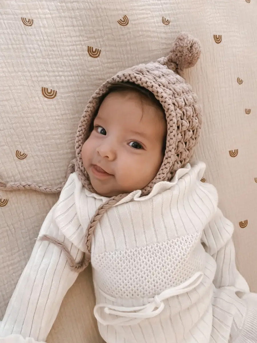 Organic Cotton Chunky Knit Bonnet Baby : Accessories : Hats Luna + Luca 
