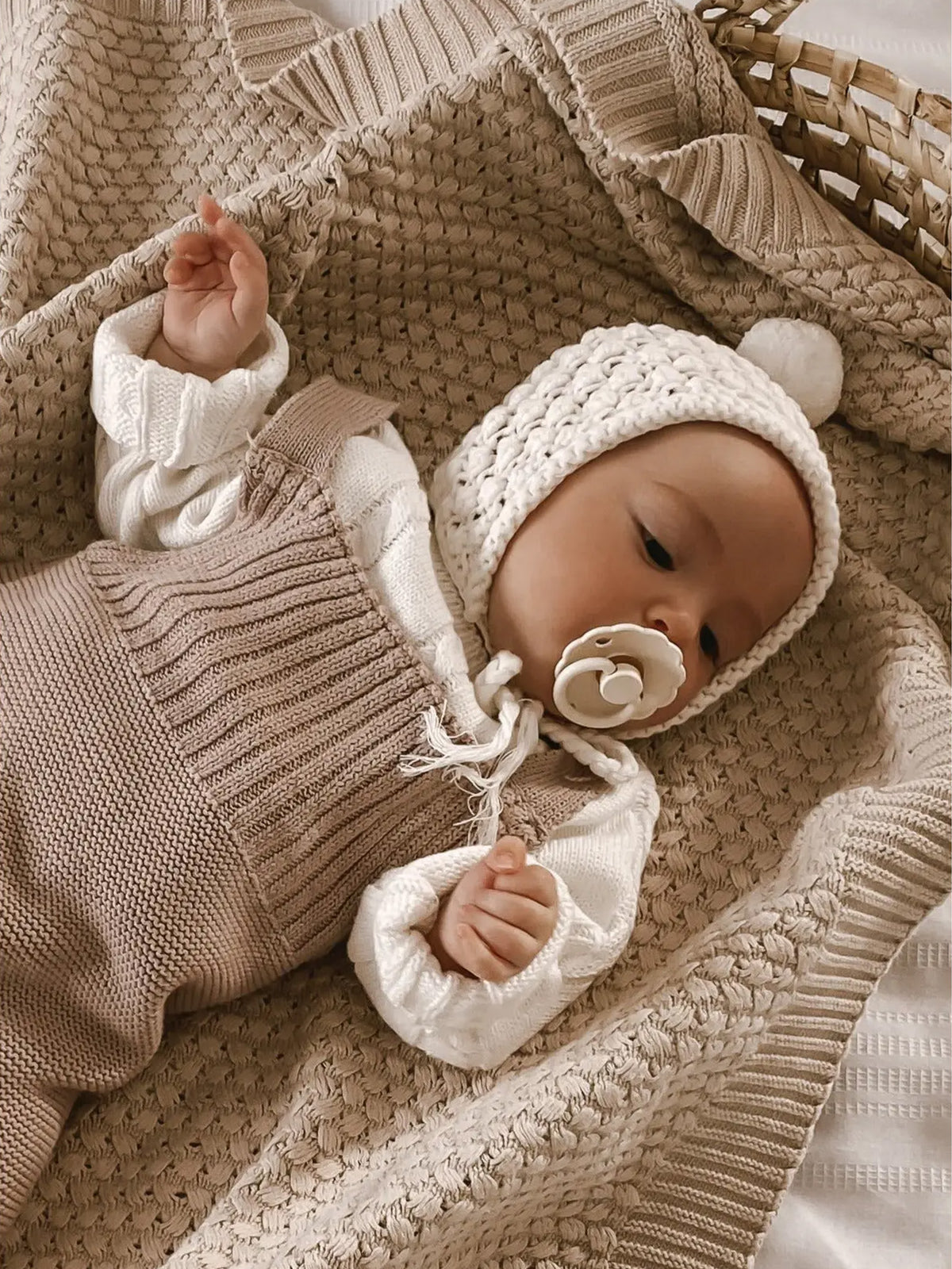 Organic Cotton Chunky Knit Bonnet Baby : Accessories : Hats Luna + Luca Organic Cotton Chunky Knit Baby Bonnet | Colored Organics®