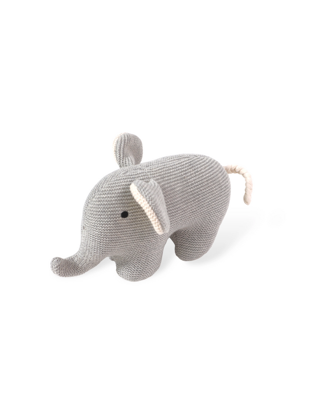 Organic Cotton Elephant Knit Stuffed Animal Toy Baby-Kids : Toys : Plush-Crinkle Viverano Organic Cotton Elephant Knit Stuffed Animal Toy