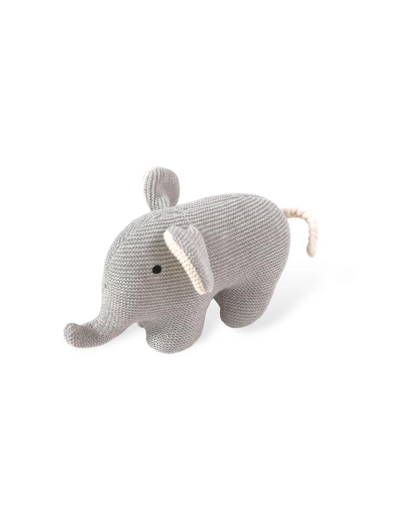 Organic Cotton Elephant Knit Stuffed Animal Toy