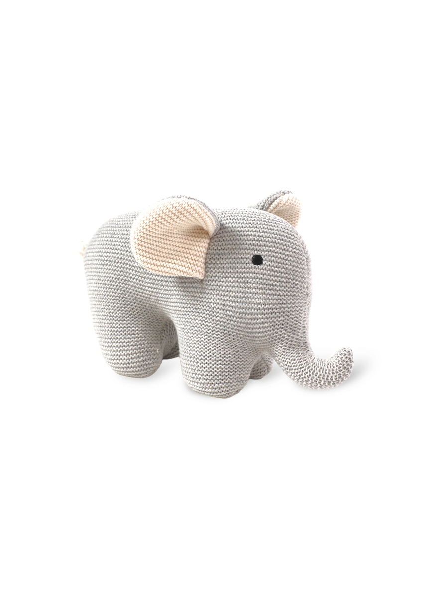 Organic Cotton Elephant Knit Stuffed Animal Toy Baby-Kids : Toys : Plush-Crinkle Viverano Organic Cotton Elephant Knit Stuffed Animal Toy