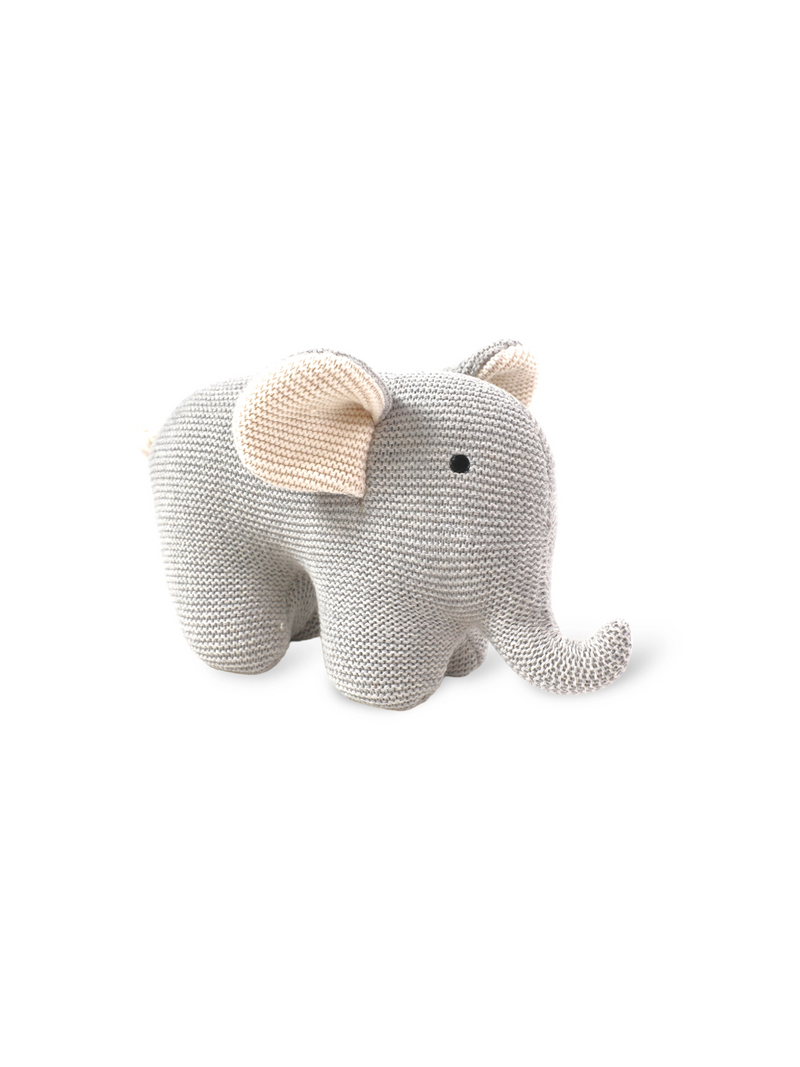 Organic Cotton Elephant Knit Stuffed Animal Toy