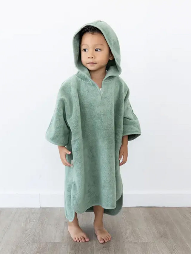 Organic Cotton Hooded Poncho Cover-Up