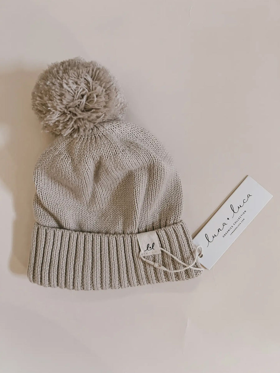 Organic Cotton Pom Beanie Hat Baby : Accessories : Hats Luna + Luca Organic Cotton Pom Beanie Hat