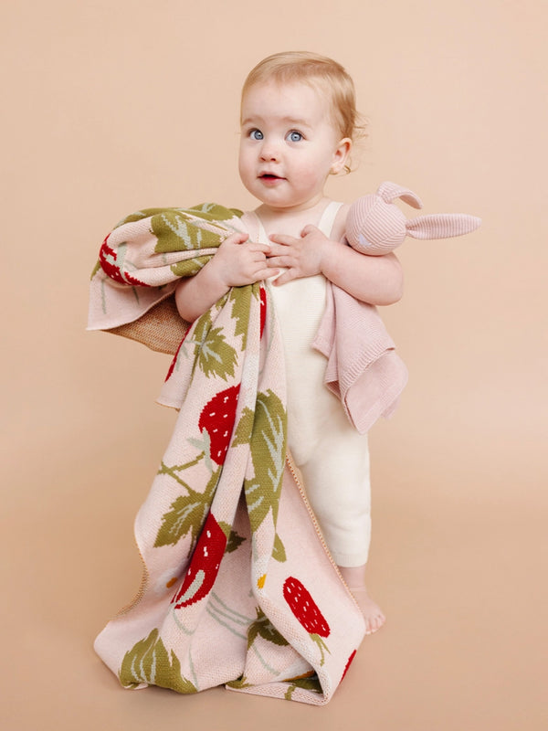 Organic Cotton Strawberry Blanket Baby : Nursery : Bedding : Blankets The Blueberry Hill 