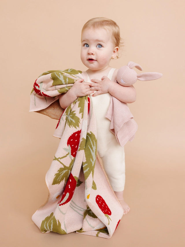 Organic Cotton Strawberry Blanket Baby :Nursery :Bedding :Blankets The Blueberry Hill 