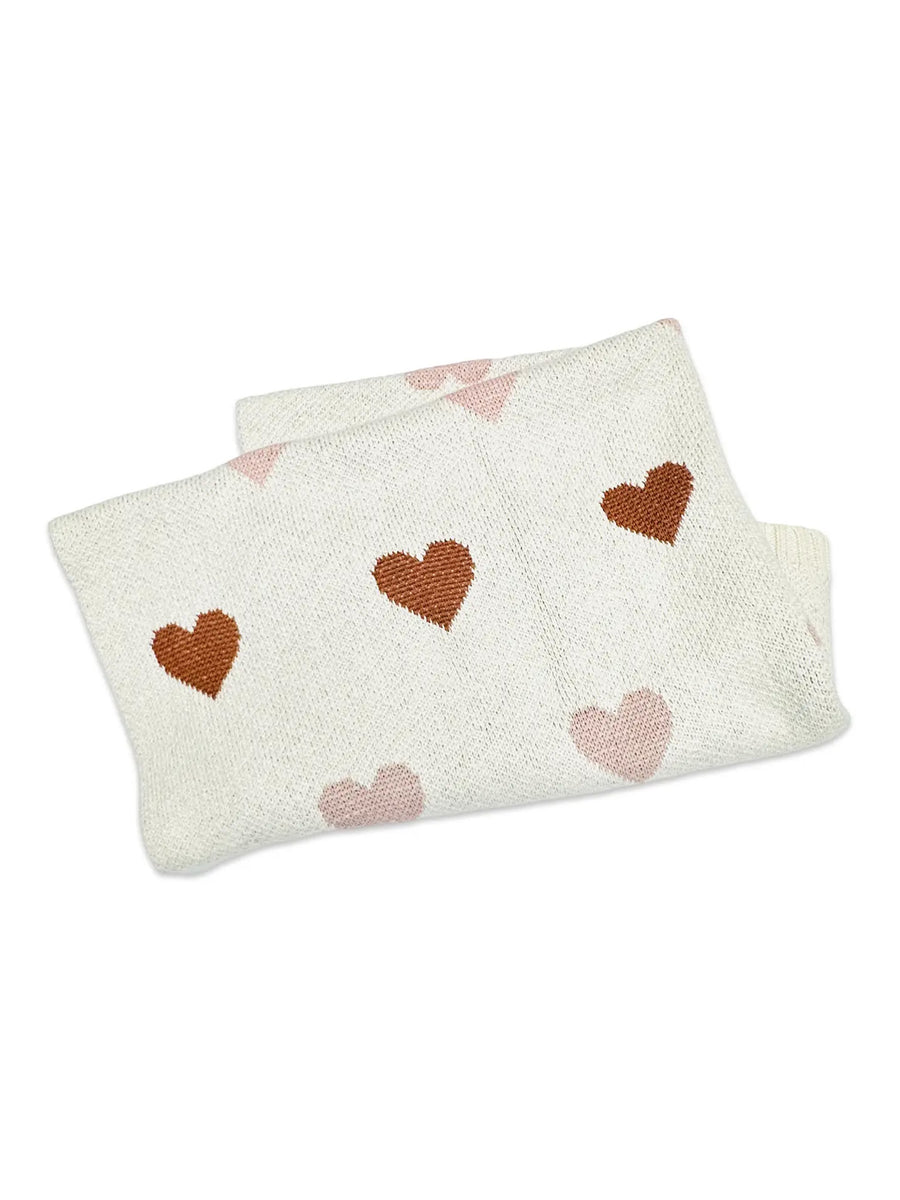 Organic Sweater Knit Hearts Blanket