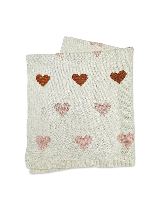 Organic Sweater Knit Hearts Blanket