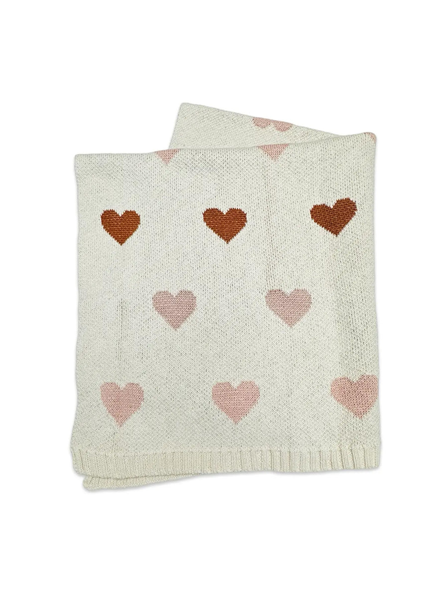 Organic Sweater Knit Hearts Blanket Baby : Nursery : Bedding : Blankets Viverano Organics 