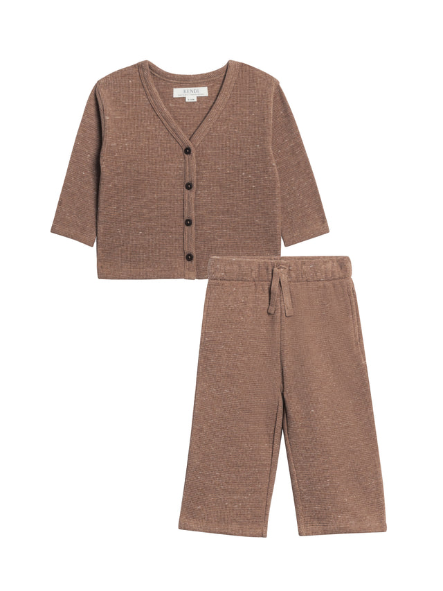 Organic 2-Piece Waffle Cardigan and Pant Set