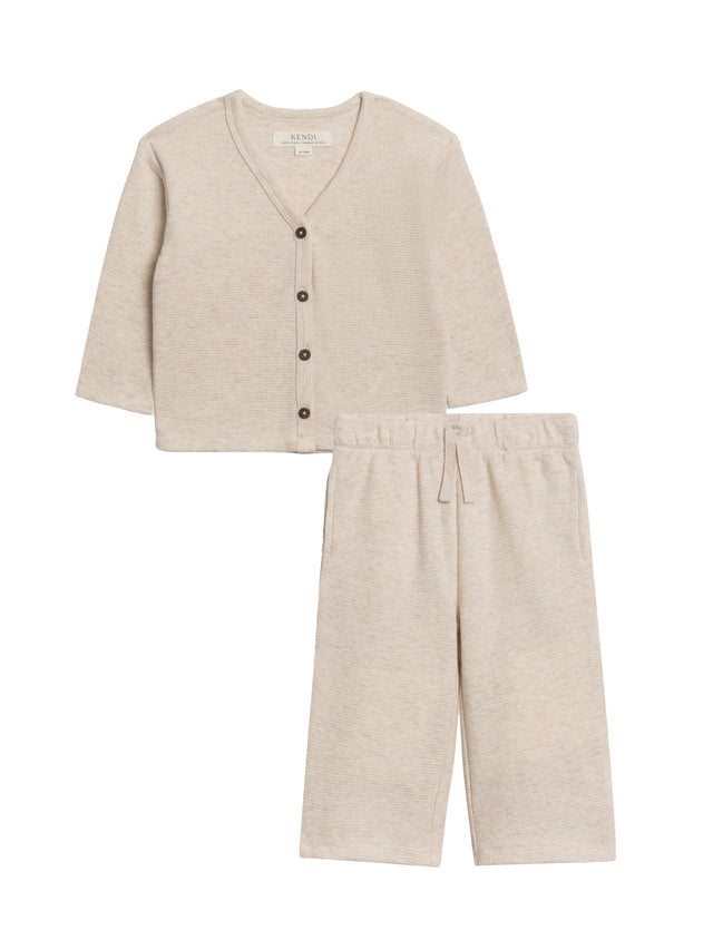 Organic 2-Piece Waffle Cardigan and Pant Set