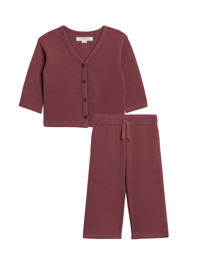 Organic 2-Piece Waffle Cardigan and Pant Set