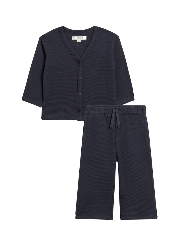 Organic 2-Piece Waffle Cardigan and Pant Set