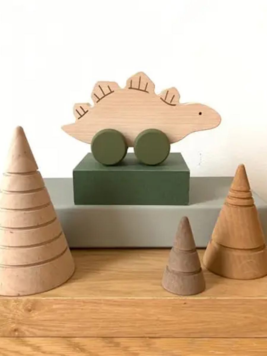 Stegosaurus Wooden Push Toy Baby-Kids : Toys : Wooden Briki Vroom Vroom Stegosaurus Wooden Push Toy