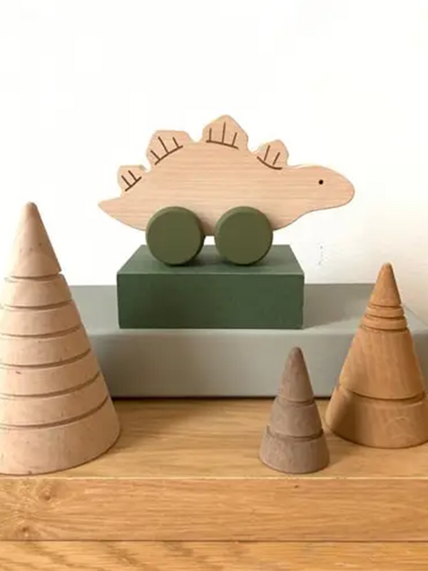Stegosaurus Wooden Push Toy
