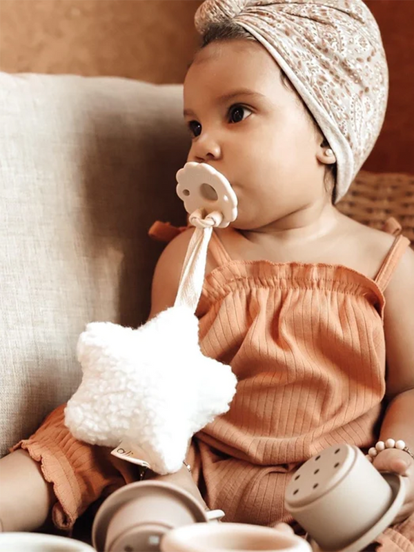 Muslin Plush Star Pacifier Holder Baby : Gear : Pacifiers + Clips Ali + Oli 