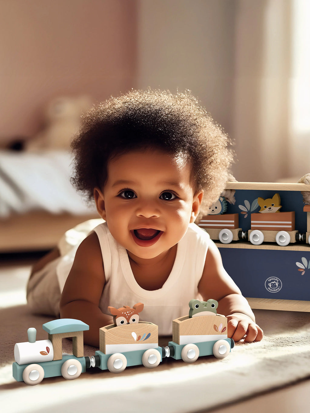 Train Set with Display Case Baby-Kids : Toys : Pretend Play Speedy Monkey Train Set with Display Case for Baby | Colored Organics®