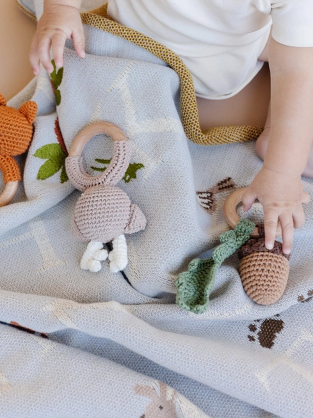Tree Cotton Rattle Teether Baby : Toys : Plush + Crinkle : Rattles The Blueberry Hill Tree Cotton Rattle Teether for Baby | Colored Organics®