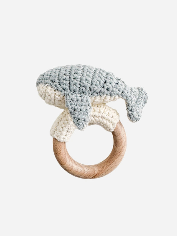 Whale Crocheted Rattle Teether Baby : Toys : Plush + Crinkle : Rattles The Blueberry Hill 